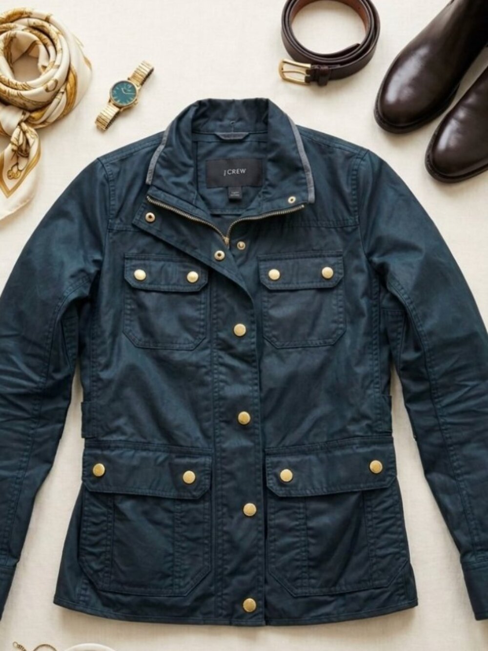 J. CREW Downtown Field Jacket Blue Utility Style XXS